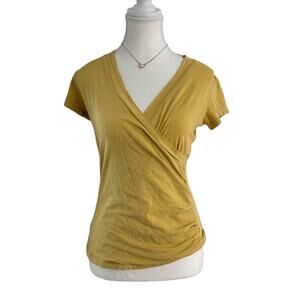 Cabi Size Medium Vintage Cotton Full Length Flattering Plunging Short Sleeve Top